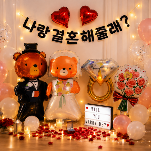 스마일파티 프로포즈 풍선 가랜드 세트 나랑결혼해줄래 청혼 이벤트 결혼 장식