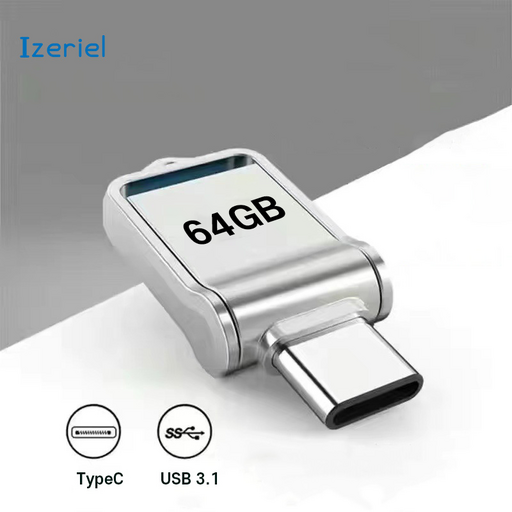 Izeriel USB메모리 휴대용 디스크 플래시 드라이브 메모리 최대 속도 메모리 금속 미니 방수 디스크 드라이브 C타입 USB 메모리 3in1, 1개, 64GB