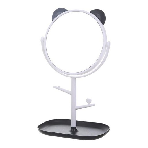 메이크업 거울 360 회전 보석 스탠드 휴대용 테이블 책상 거울 샤워 면도 조리대 그릴에 대한 단일 측면 탁상, 곰 귀 흰색