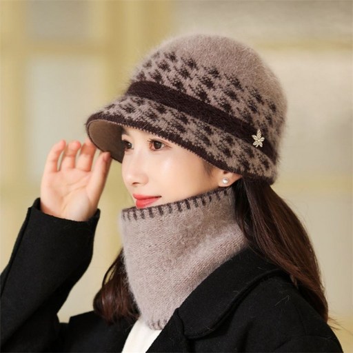 VITALO 앙고라 클래식 니트햇 겨울 따뜻한 방한모자 벙거지 버킷햇 보넷 시니어 중년 여성 부드러운 할머니 요양원 보