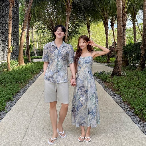 카프리 휴양지커플룩 허니문 하와이안 커플휴양지룩 바캉스 신혼여행 시밀러룩