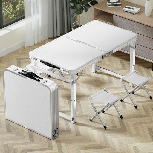 플로마켓 접이식 캠핑 아웃도어 테이블 휴대용 탁자 의자세트, 화이트