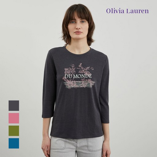 올리비아로렌 린넨 프린팅 티셔츠VOBAL4M3111