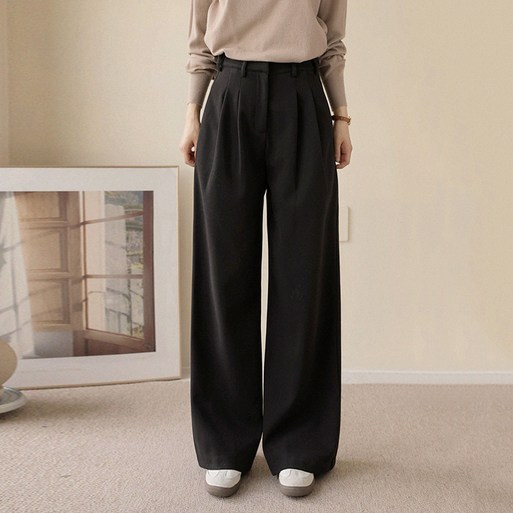 앤드스타일 여성용 롱기본숏 맞춤 16탄 모직 기모 스판 투핀턱 옆비죠 와이드 슬랙스 265016