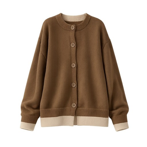 배색 레이어드 루즈핏 가디건