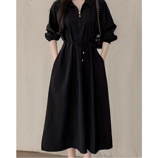 이냐시아 라펠 타이 드레스 여성 원피스 OG1252