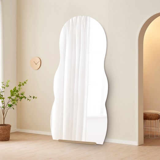 온미러 전신거울 웨이브 부착 이쁜 카페 물결 대형 미용실 붙이는 화장실 인테리어 거치형