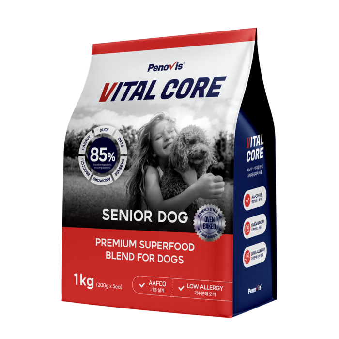 페노비스 강아지 바이탈코어 시니어 사료, 1kg, 1개, 눈물개선눈건강