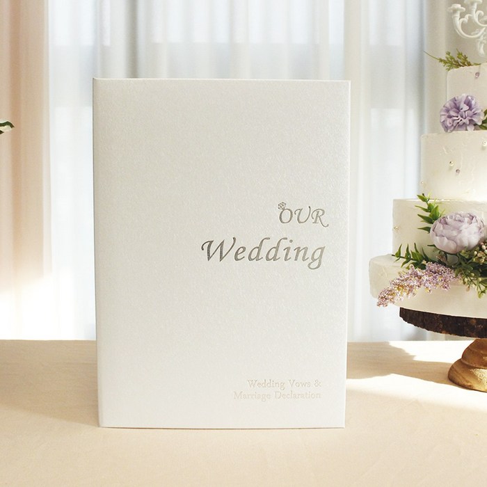 성혼선언문 혼인서약서 케이스 디자인 Our Wedding 화이트 결혼식축사 셀프웨딩 준비물 예식축사 소품 웨딩상장케이스, 1세트