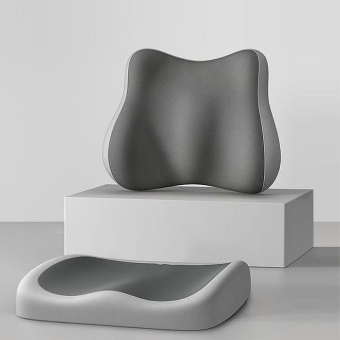 에버올 등받이 허리 쿠션 기능성 방석 세트, 그레이