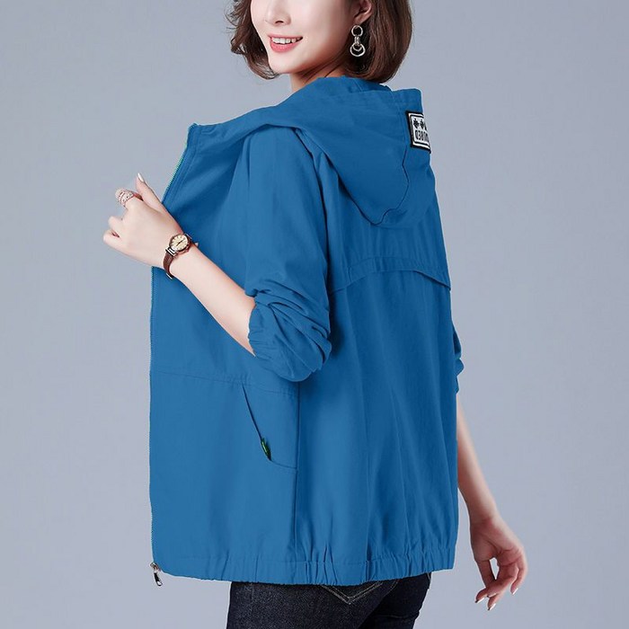 캐주얼 봄 가을 숏 코트 중년여성 엄마 루즈핏 오버핏 무지 빅포켓 후드 집업 바람막이 자켓 점퍼 잠바