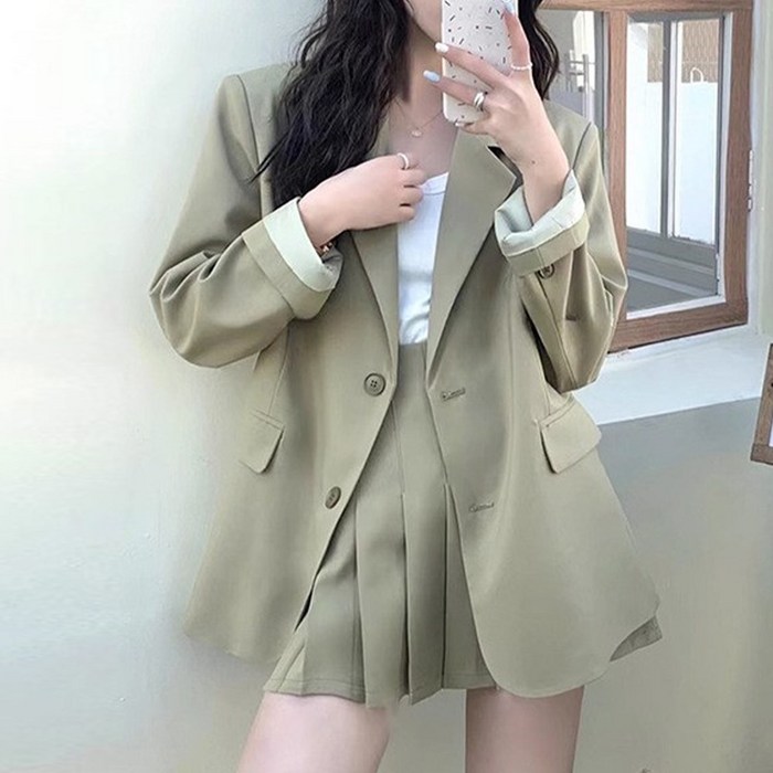 타니즈 캠브리지 여성용 테일러드 싱글 자켓핀턱 주름 스커트 투피스 셋업 타니즈 캠브리지 여성용 테일러드 싱글 자켓핀턱 주름 스커트 투피스 셋업