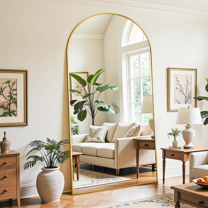 안토크 아치형 전신거울 스탠드 거치형 대형 벽걸이거울 이동식 부착형 1950X950, 골드