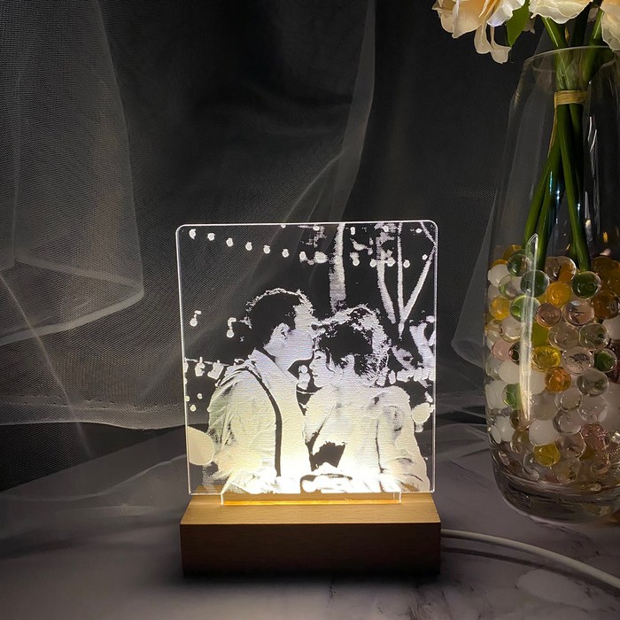자체제작 10cm 아크릴무드등 커플 결혼 신혼 센스있는 선물 네온사인 웨딩 사진각인, 우드 1504076973
