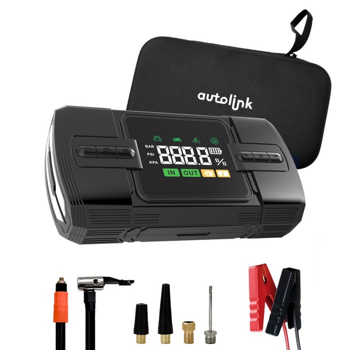 아우토링크 자동차 점프스타터  타이어공기압주입기  보조배터리지원 오토바이 가능