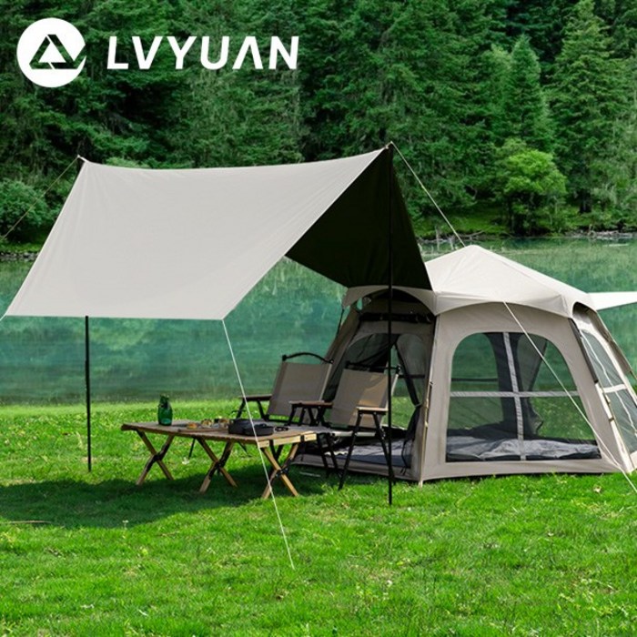 루앤 대형 육각 그늘막 원터치텐트타프 풀세트 46인용