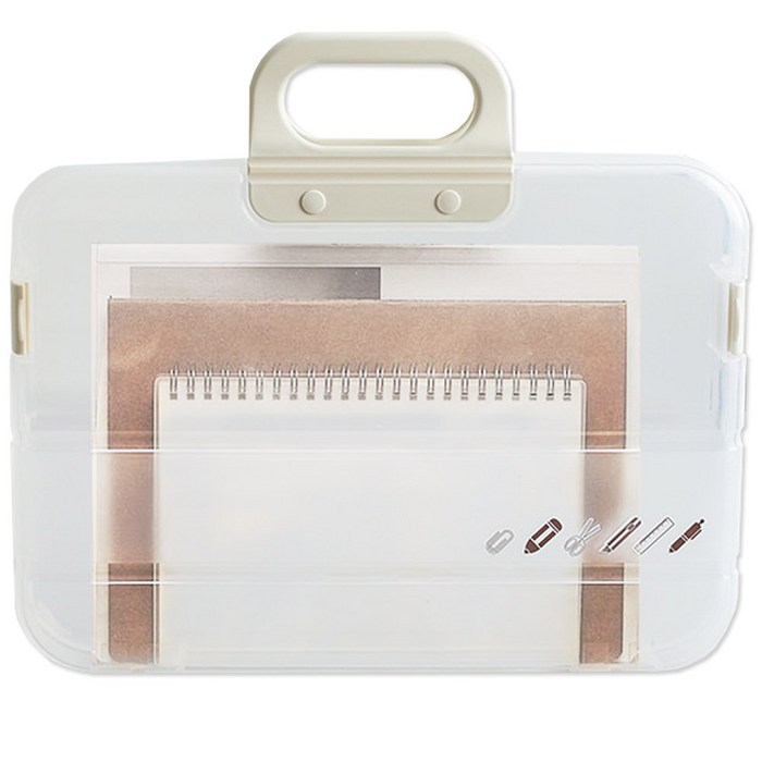 가나 손잡이 휴대용 화일케이스 A4 서류 파일 보조가방 학용품 미술 가방, 흰색
