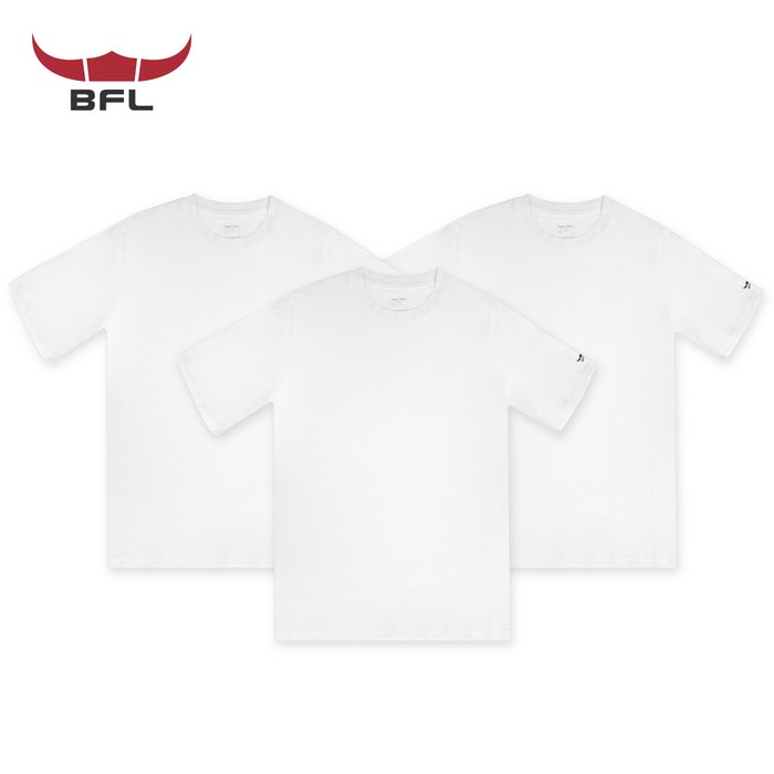 BFL 사계절 남녀공용 30수 순면 라운드 무지 반팔티 3P