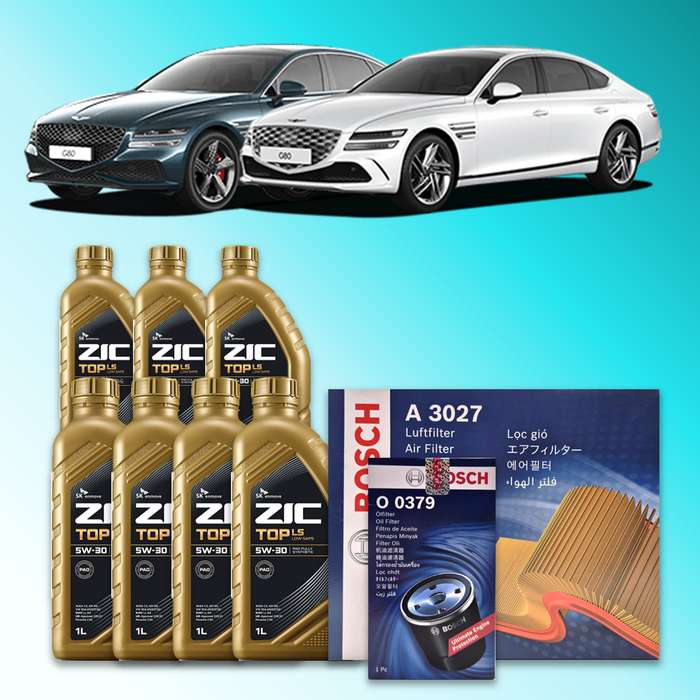 더 올 뉴 G80 RG3 2.5터보 가솔린 엔진오일세트 SK 지크 탑 LS 5W30 ZIC TOP LS