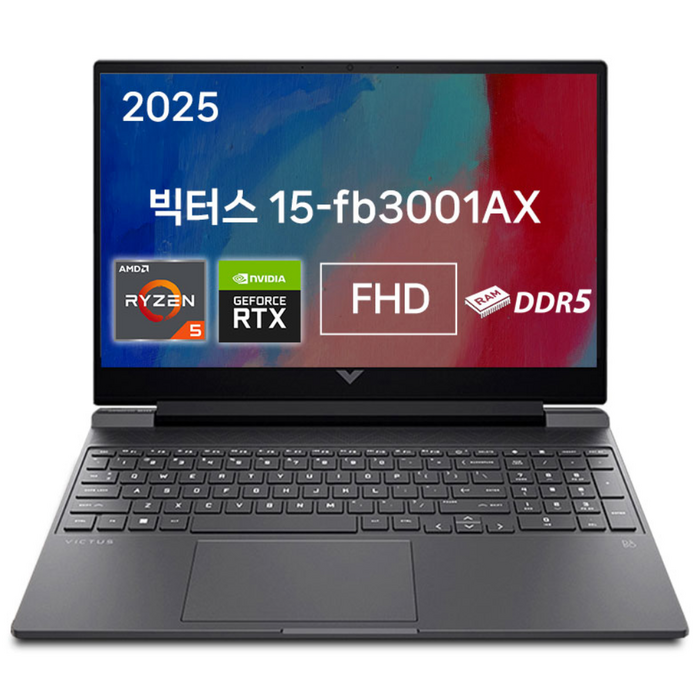 HP 2025 VICTUS 15 GAMING LAPTOP 15.6 라이젠9 라이젠 8000시리즈 지포스 RTX 4060, 빅터스 15fb3001AX, Free DOS, 16GB, 1TB, Mica Silver