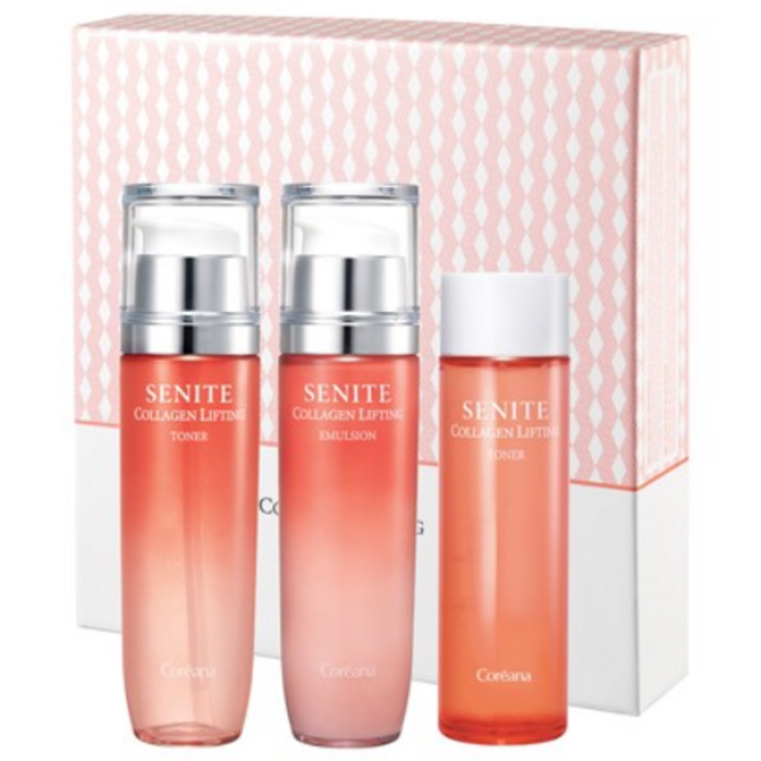 3종코리아나 세니떼 콜라겐 리프팅 2종기획토너,에멀션,토너리필쇼핑백, 1세트