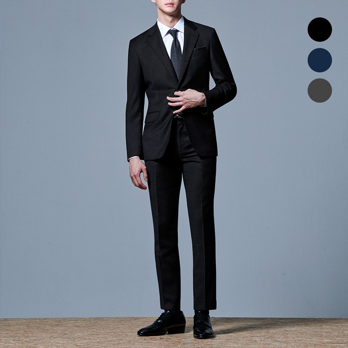 맨잇슈트 남성용 솔리드 기본핏 베이직 정장 상하의 세트