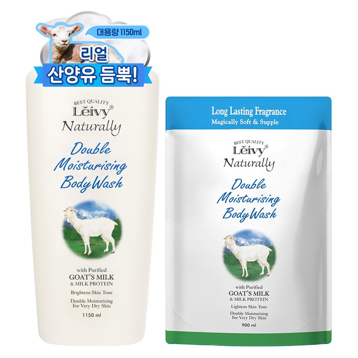 Leivy 산양유 바디워시 플로럴 코튼향 1150ml 리필팩 900ml, 2050ml, 1개 Leivy 산양유 바디워시 플로럴 코튼향 1150ml 리필팩 900ml, 2050ml, 1개