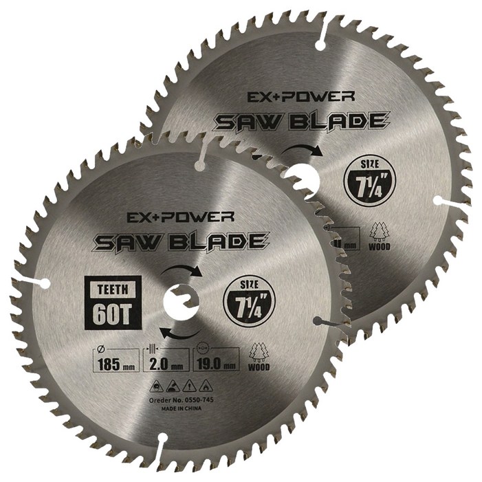 이엑스파워 원형톱날 팁쏘 목재용 185mm EXC07060