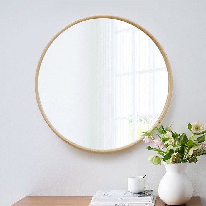 우드로하우스 원목 원형거울 CRM530NA 53cm, 내츄럴