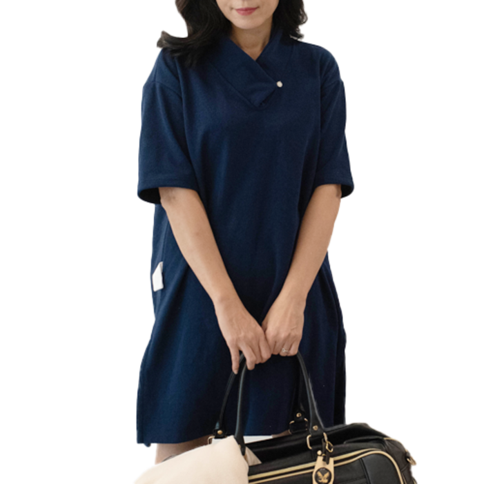 나인아워즈 여성용 원마일 골프 샤워 가운 카라형, 네이비, 1개 나인아워즈 여성용 원마일 골프 샤워 가운 카라형, 네이비, 1개