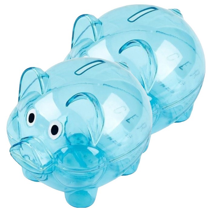 베네블 투명 돼지 동전 저금통, 스몰블루, 2개