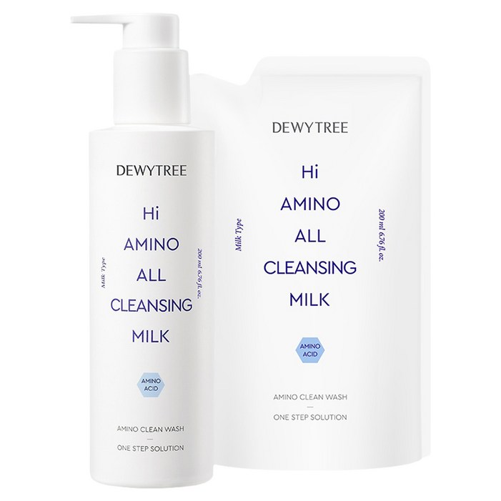듀이트리 하이 아미노 올 클렌징 밀크 본품 200ml  리필 200ml 세트, 400ml, 1개