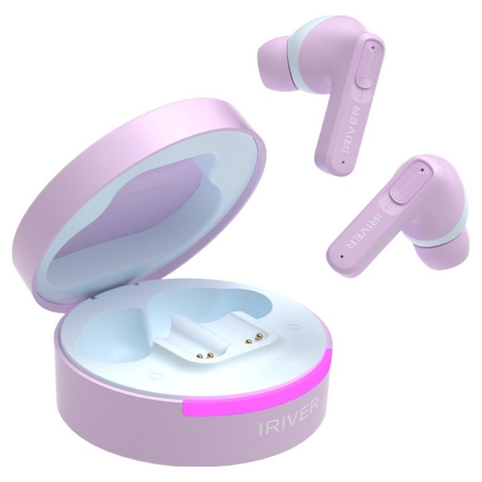 아이리버 항균처리 마카롱 버즈 저지연 ANC 노이즈 캔슬링 무선 블루투스 이어폰, MC50, PINK BLUE, 4시간, 방수가능, MC50, PINK BLUE