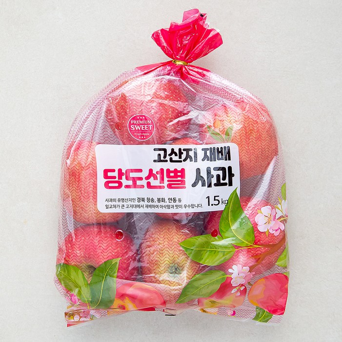 고산지 재배 당도선별 사과, 1.5kg중과, 1봉 고산지 재배 당도선별 사과, 1.5kg중과, 1봉