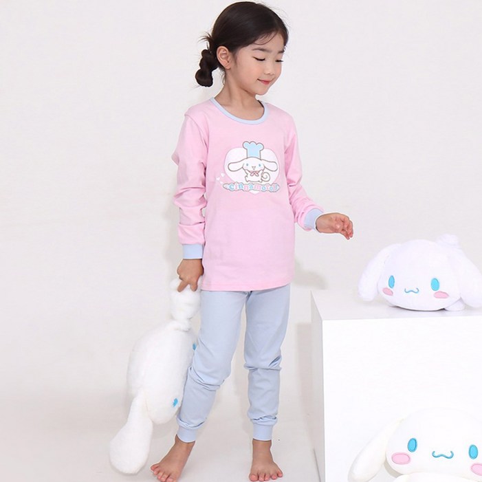 프리미에팜 여아용 시나모롤 캔디 9부 편면 실내복 상하의 세트