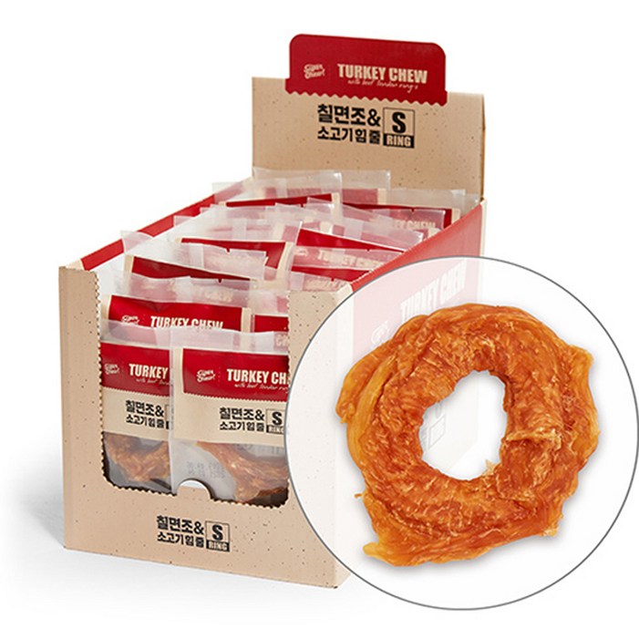 슈퍼츄 칠면조와 소고기 힘줄 건조간식, 칠면조소고기 혼합맛, 11g, 20개