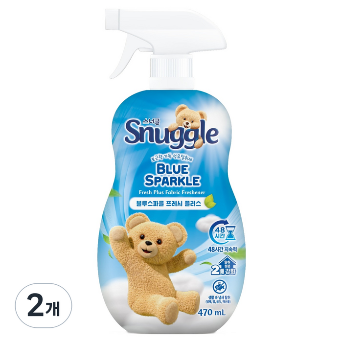 스너글 블루 스파클 프레시 플러스 섬유탈취제 본품, 470ml, 2개
