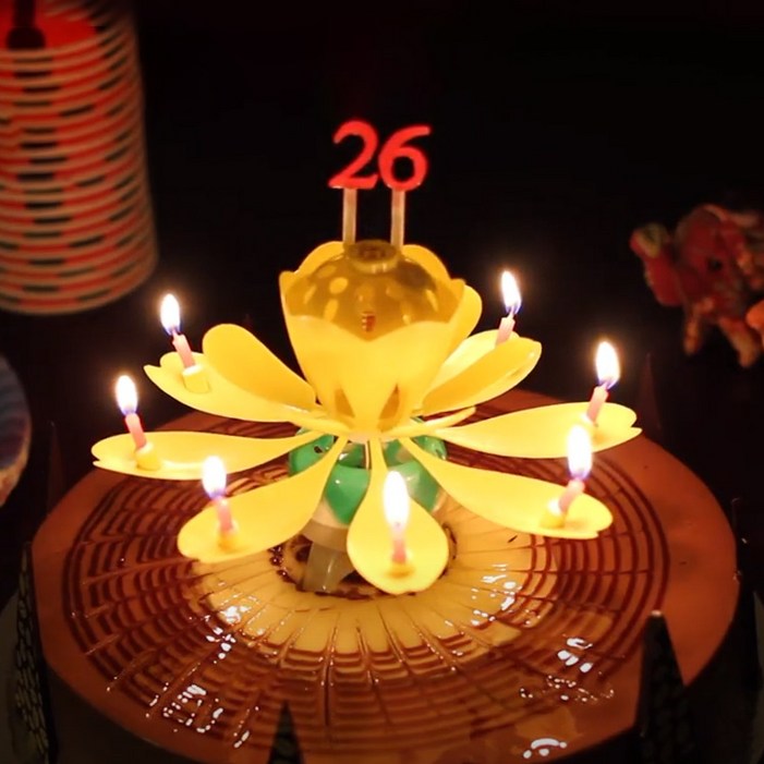스토리빙 생일 축하 초 연꽃 멜로디 선물 파티 용품  숫자 토퍼 19p 세트, 옐로우