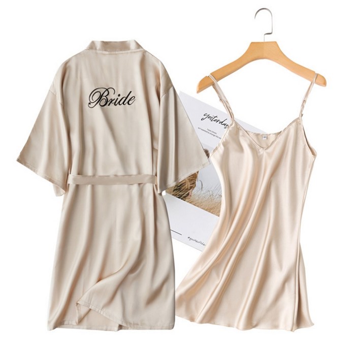 세련된 실크 웨딩 샤워가운  스커트 세트 XXL