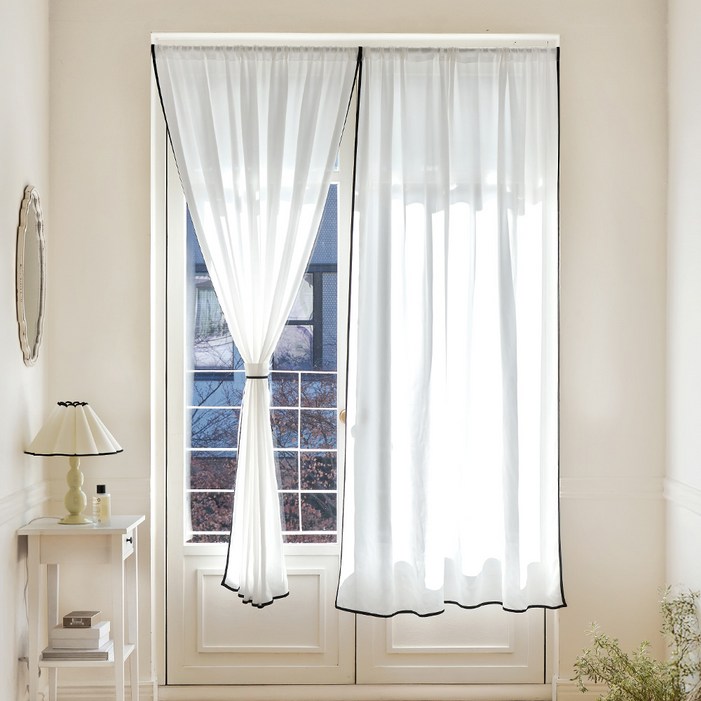 쁘리엘르 실루엣 쉬폰 가리개 커튼