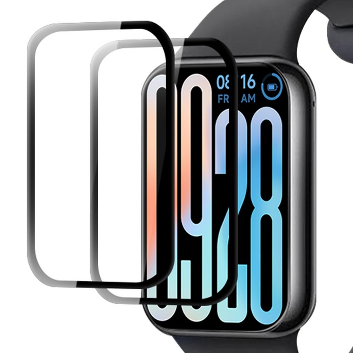구스페리 샤오미 미밴드9 풀커버 액정보호필름 2p 세트, 블랙, 1세트