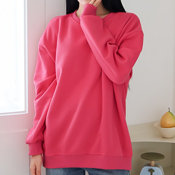 루나걸 여성용 베이직 특 양면 빅사이즈 기모 무지 맨투맨 L24WT110101