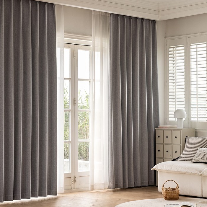 홈키안 방한 나비주름 암막 커튼 형상기억 방음 방풍 단열 도톰 거실 암막커튼