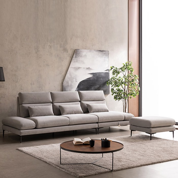 [삼익가구]알래스카 프리미엄 기능성 패브릭 4인용 팔걸이 틸팅 소파(스툴포함)