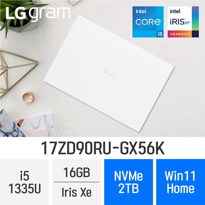 당일출고 LG전자 2023 그램17 13세대 17ZD90RUGX56K  최신형 업무용 노트북, W, 17ZD90RUGX56K, 2TB, 16GB, WIN11 Home