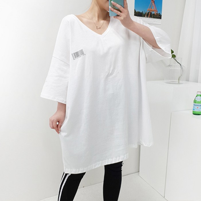 바코드 브이 빅박스 빅사이즈반팔빅박스기본티셔츠오버핏롱티오렌지블루블랙