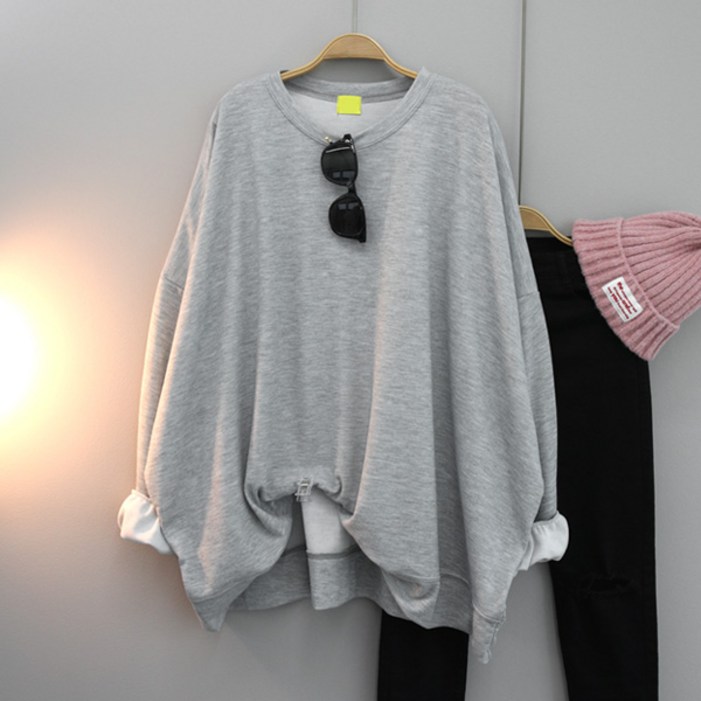 달콩 빅카롱오버핏맨투맨 빅사이즈 무지 데일리룩 박스티