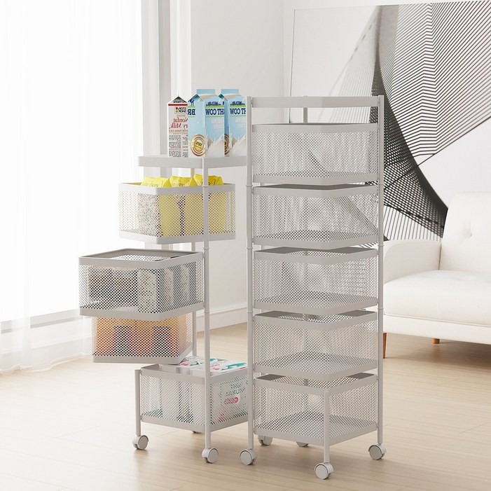 Kleeno 다목적 철제 이동식 수납 트롤리 회전 트롤리 주방 욕실 베란다 트롤리 장난감 트롤리