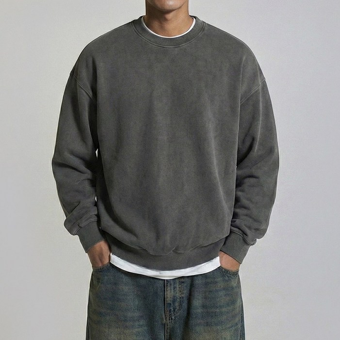 문컬렉션 쭈리 남녀공용 무지 피그먼트 맨투맨