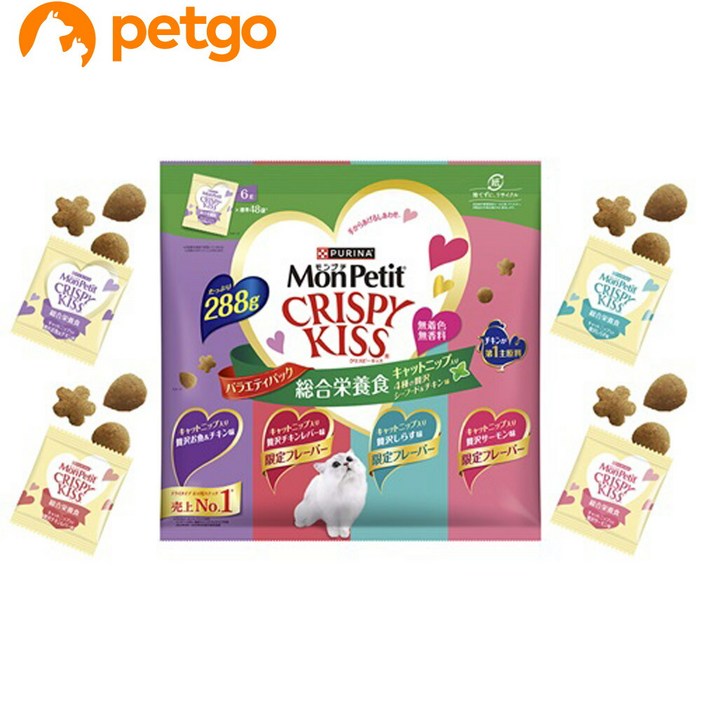 몬페티 크리스피키스 버라이어티팩 종합영약식 4종 엄선 씨푸드 치킨 288g 2개 세트